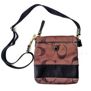 Vintage Coach Y2K Swingpack Crossbody | Brown Monogram Canvas & Gold Trim Bag